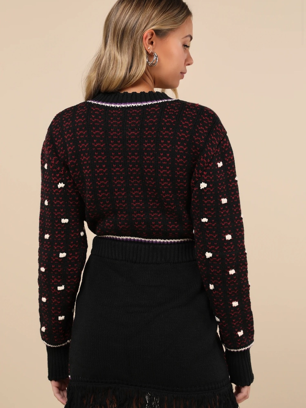 Mutma Fringed Knit Mini Skirt in Black and Red - worn once - Picture 3 of 7